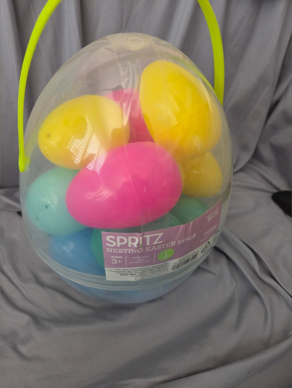 Spritz Jumbo Plastic Nesting Easter Egg Set with 19 Colored Refillable Eggs NEW